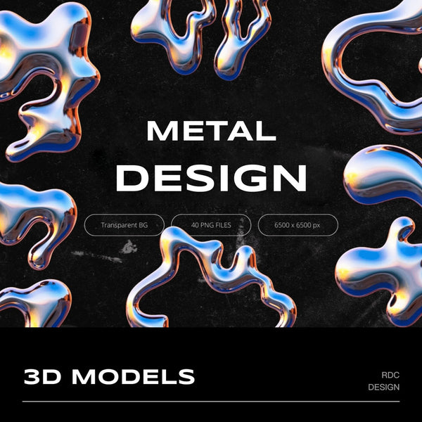 3D DESIGN | 🌊 40 Y2K Chrome Wave Letters & Symbols – PNG
