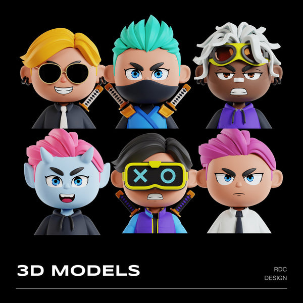 3D MODEL | 🤖 20 Cyberpunk Futuristic Character Avatars – Blender