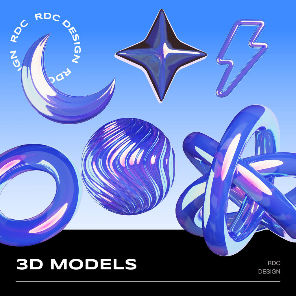 3D MODEL | ⚙️ 20 Cyber Tech Y2K Metallic Models – C4D | Blender