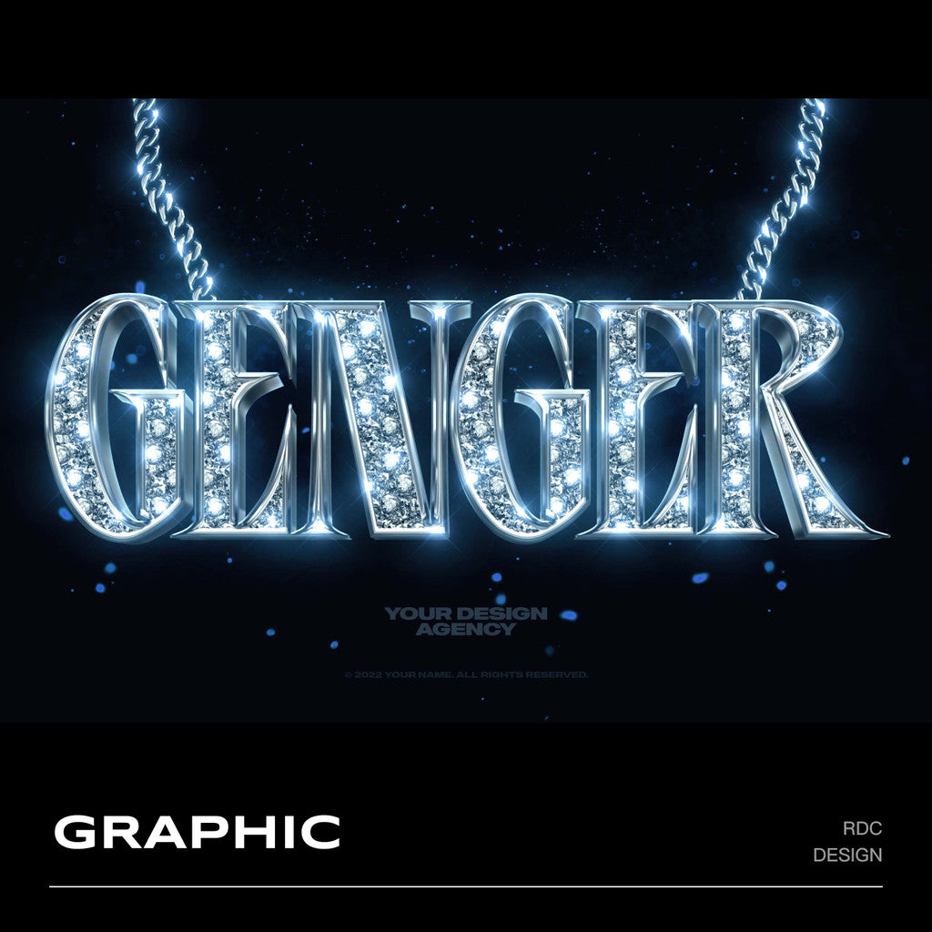 3D DESIGN | 💎 Y2K Diamond Chrome Font Logo Mockup Template – Photoshop
