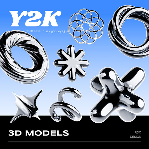 3D MODEL | 🔶 30 Y2K Chrome Geometric Shapes – Blender