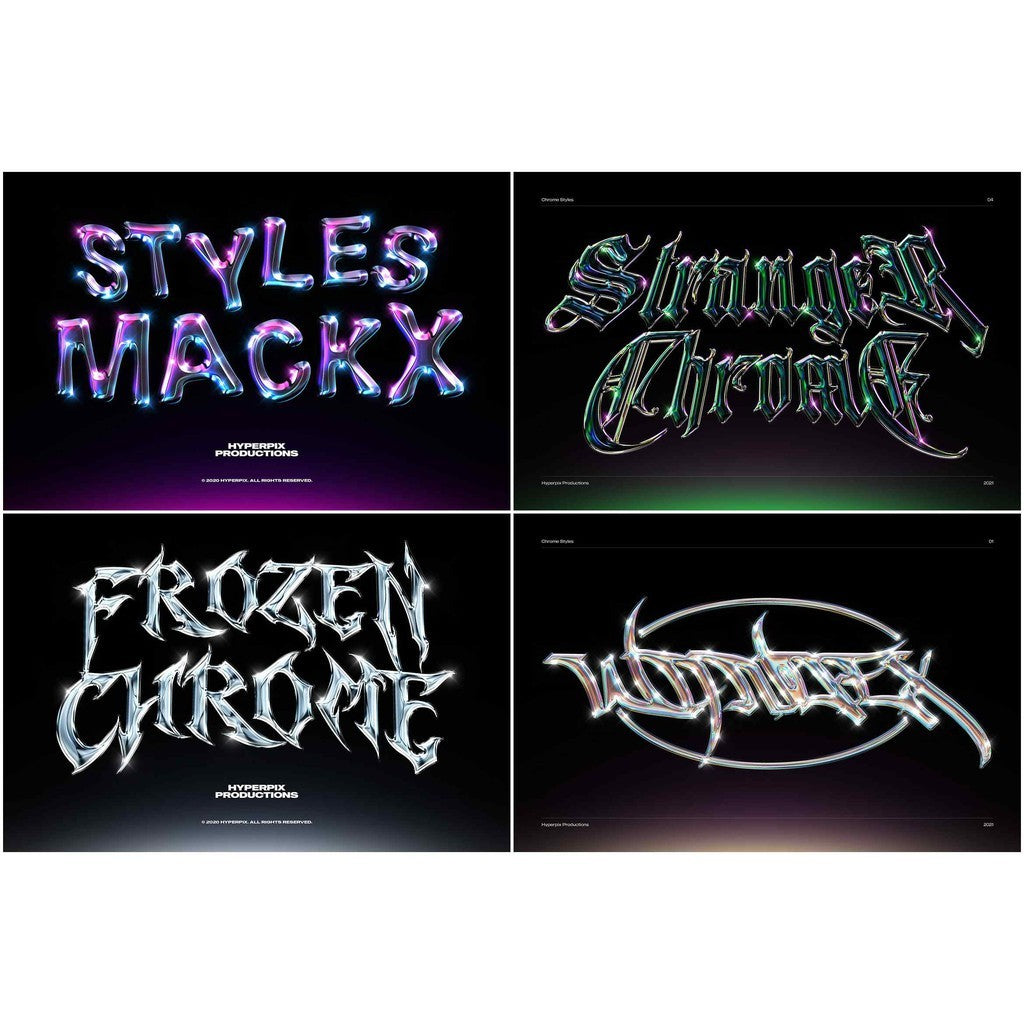 ✨ Photoshop Template – Chrome Text Styles Bundle | [MICHIGO STUDIO]