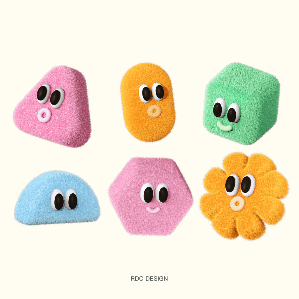 3D MODEL | 🌸 Y2K Plush Flower & Abstract Emoji Pack – Blender | C4D