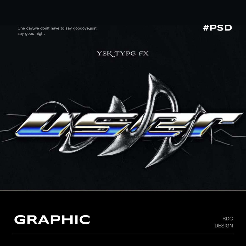 3D DESIGN | ✨ Y2K Aesthetic Chrome Font Logo Mockup Template – Photoshop