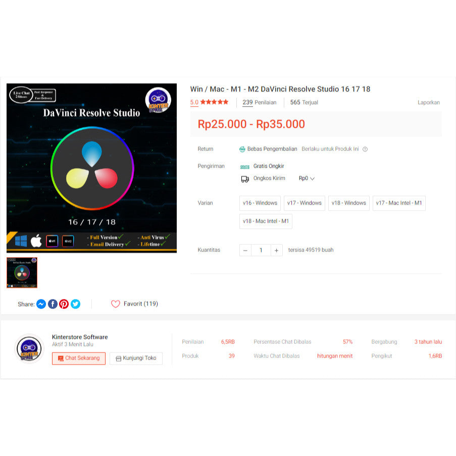 🎬 DaVinci Resolve Studio for Windows & Mac (M1 / M2 / M3) | Versions 16–19 | [MICHIGO STUDIO]