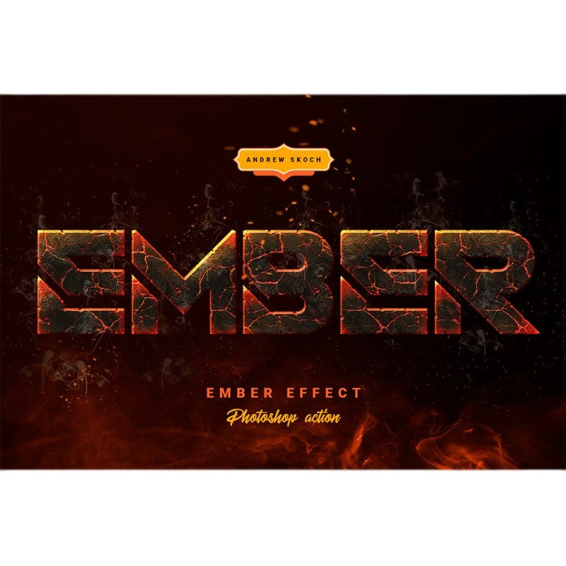 Cool Flame Ashes Font Effect PS Action Brush Pattern Crack Game Burning 3D Text Poster Title