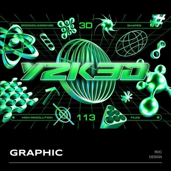 3D DESIGN | ⭐ Y2K Green Chrome Abstract Star Design – PNG