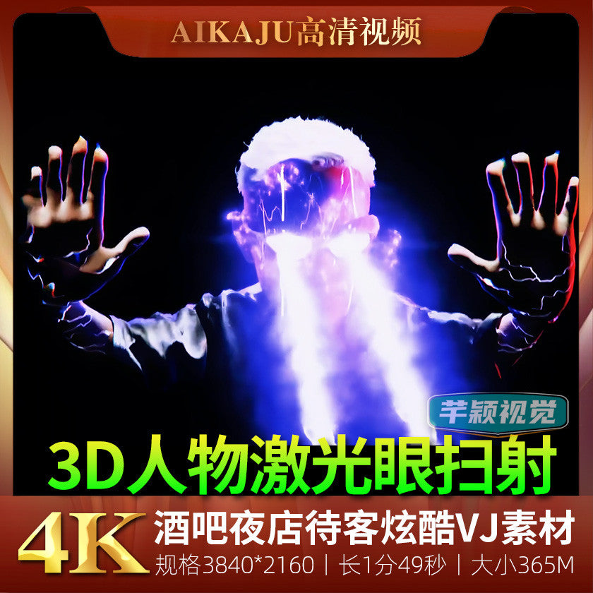 4K墨镜人物激光眼扫射3D视频 酒吧夜店炫酷个性LED大屏幕VJ素材[ MICHIGO STUDIO ]
