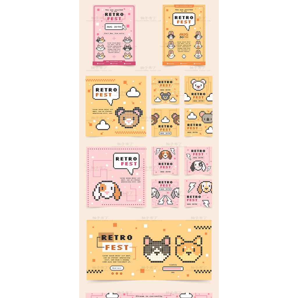 VECTOR | 🐇 1417 Cute Pet Vector Pack – Dogs | Cats | Rabbits | Poster