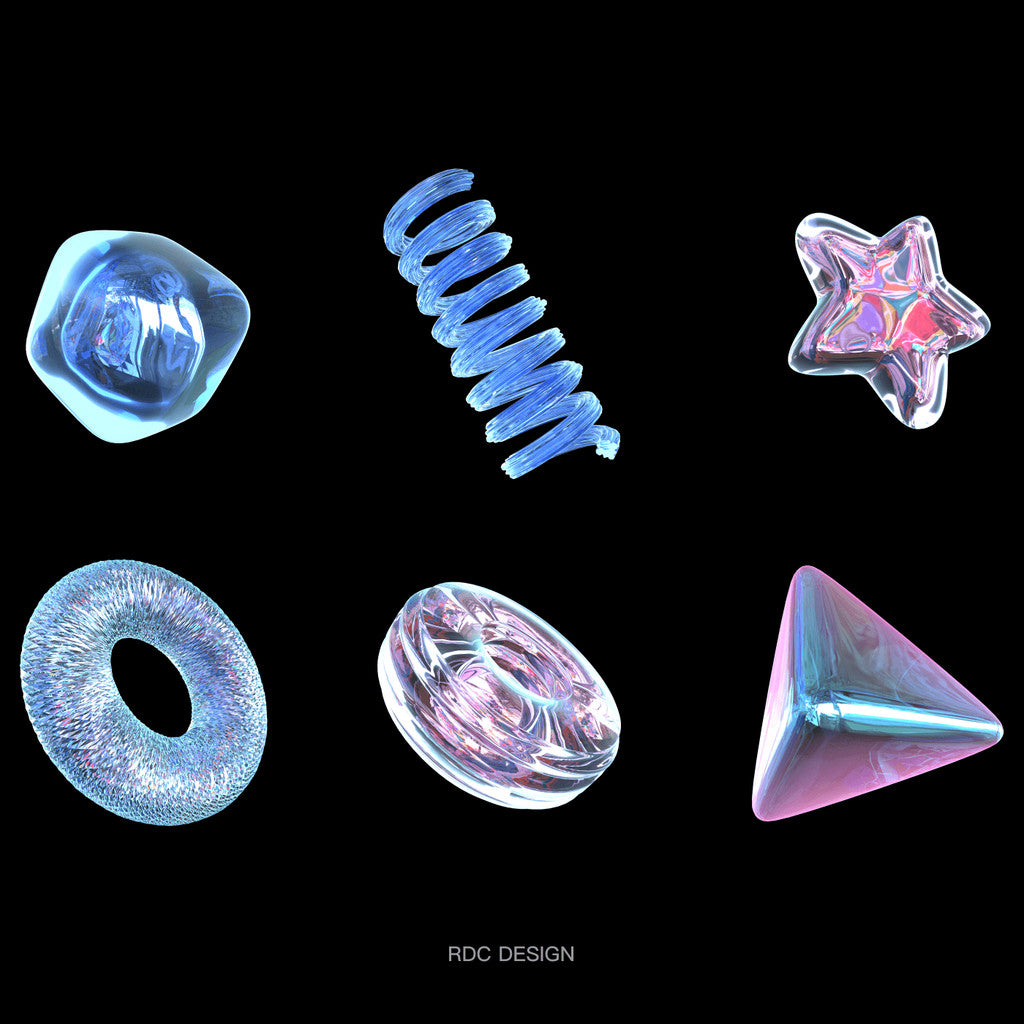 3D MODEL | 🪩 21 Futuristic Holographic Glass Acidic Models – Blender