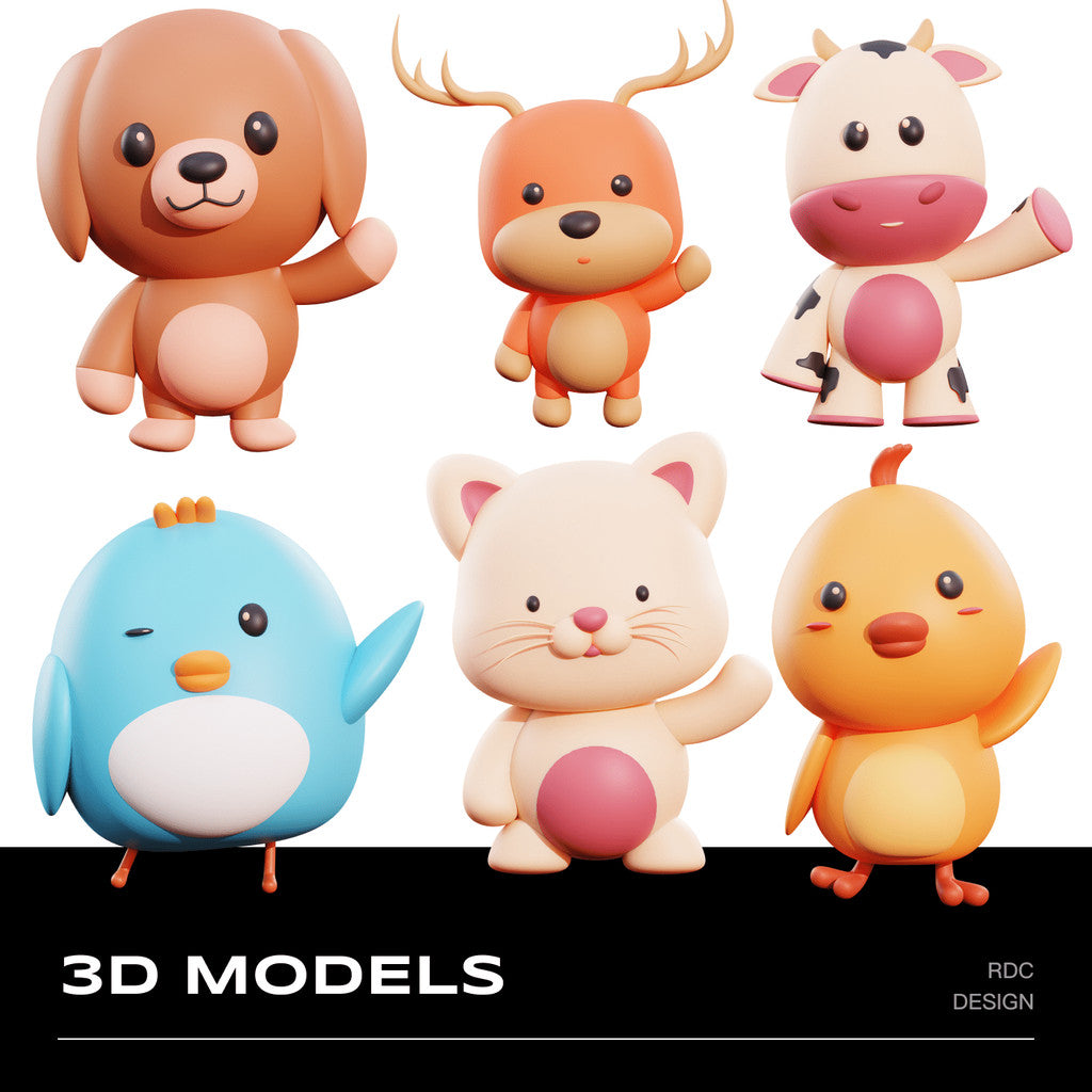 3D MODEL | 🐾 50+ Animal Characters (Cat, Dog, Cow, Deer etc.) – Blender