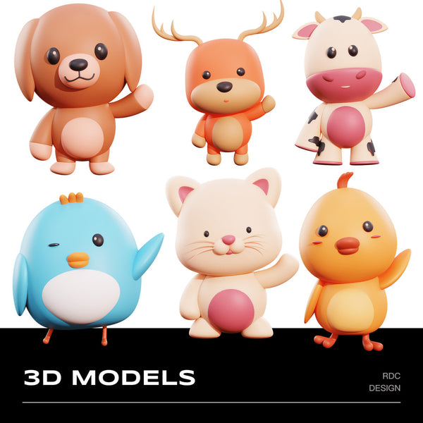 3D MODEL | 🐾 50+ Animal Characters (Cat, Dog, Cow, Deer etc.) – Blender