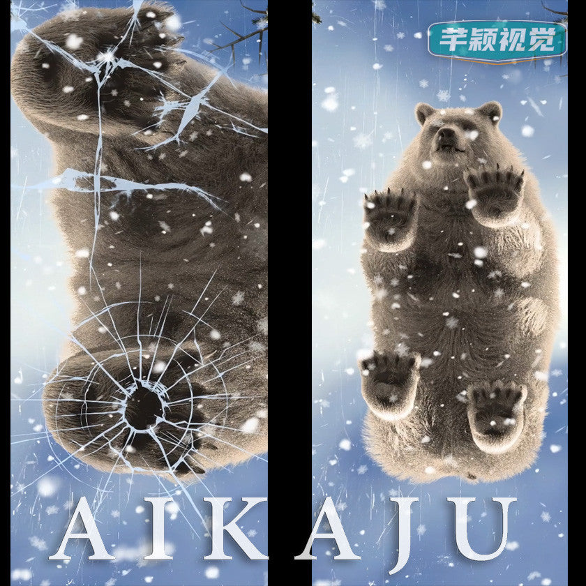 4K祼眼3D仰视北极熊咆哮踩玻璃爆裂视频 商场步行天幕LED巨屏素材[ MICHIGO STUDIO ]