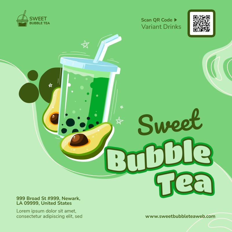 PSD | 🥤 Drink Poster Template – Bubble Tea | Juice | Coffee Menu