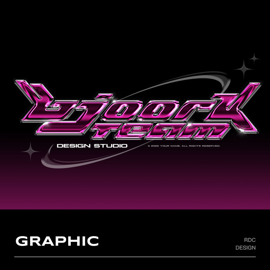3D DESIGN | 🌸 Y2K Pink Chrome Cyberpunk Font Logo Mockup – Photoshop