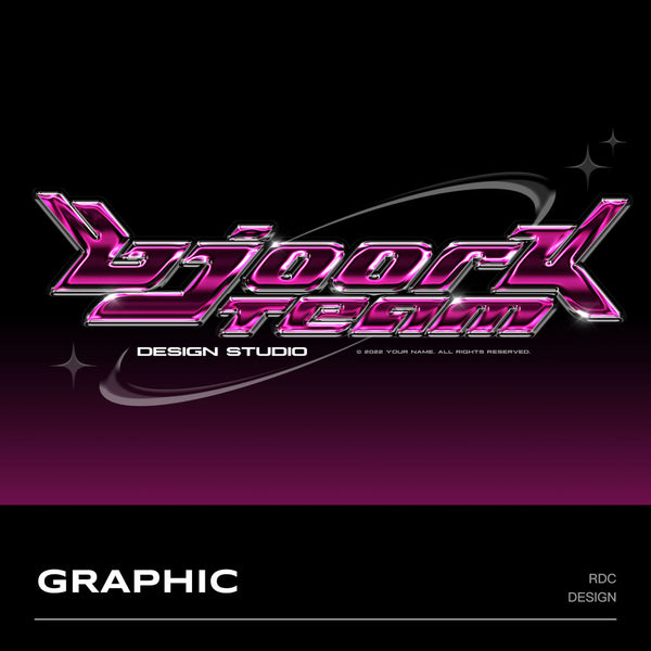 3D DESIGN | 🌸 Y2K Pink Chrome Cyberpunk Font Logo Mockup – Photoshop