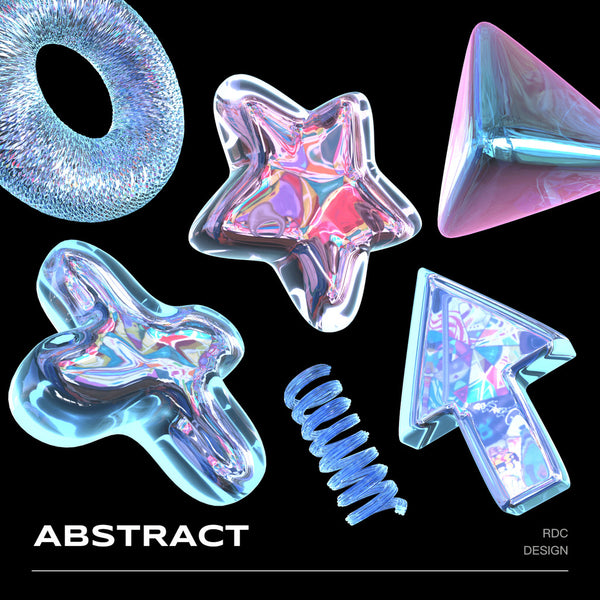 3D MODEL | 🪩 21 Futuristic Holographic Glass Acidic Models – Blender