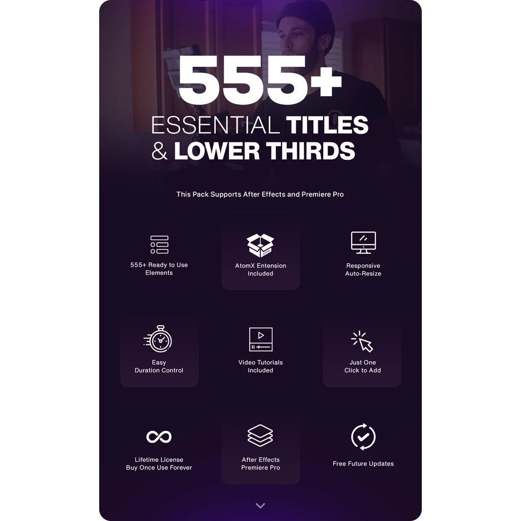 AtomX - 555+ Essential Titles & Lower Thirds - Premiere Pro & After Effect (Extension)[ MICHIGO STUDIO ]