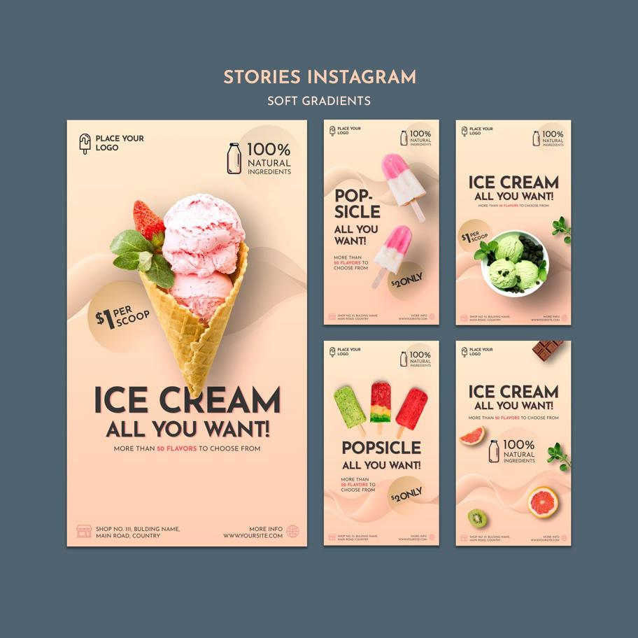 PSD | 🍦 Ice Cream Poster Template – Cone | Cake | Strawberry | Matcha