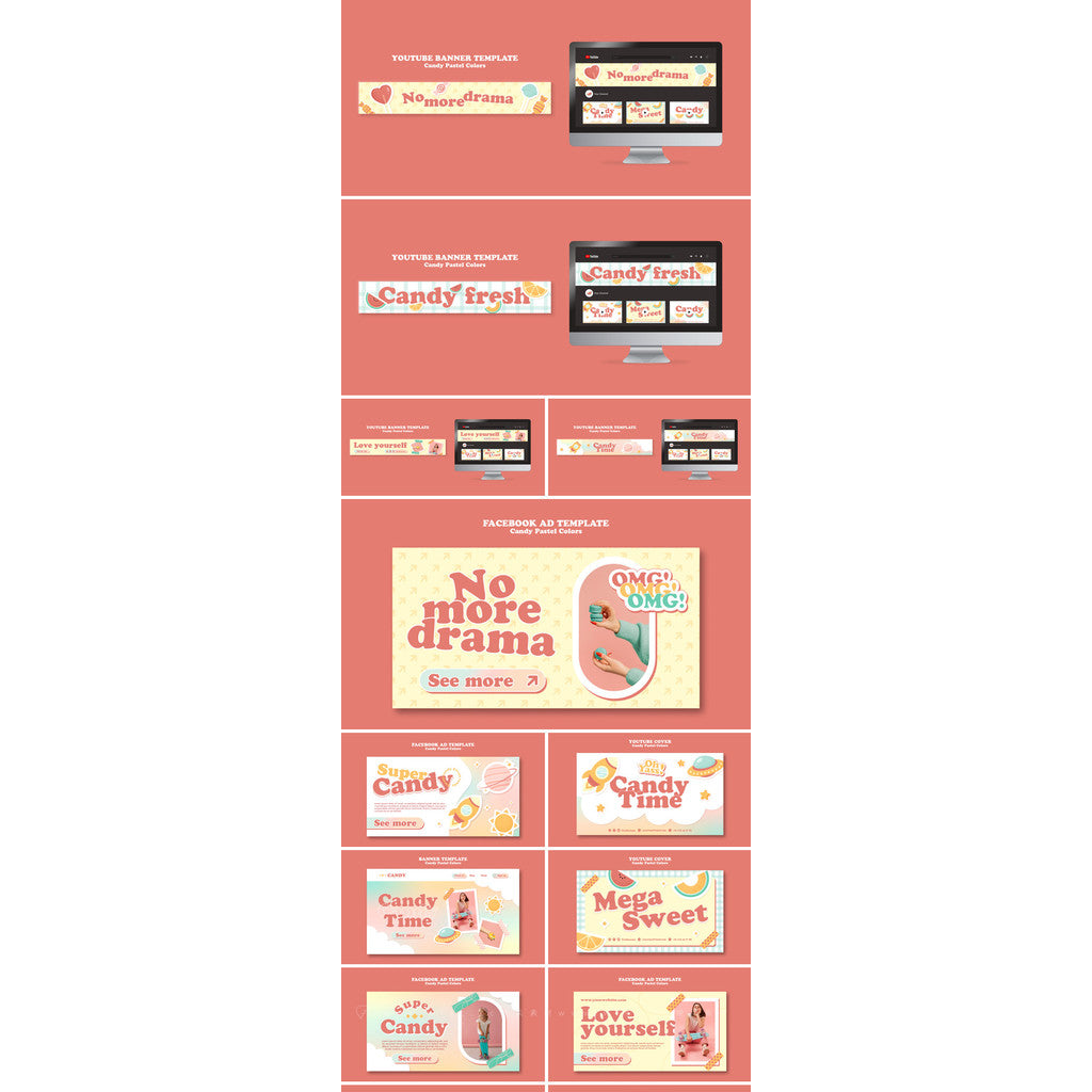 PSD | 🍭 Candy Poster Template – Cartoon School | Space | Galaxy