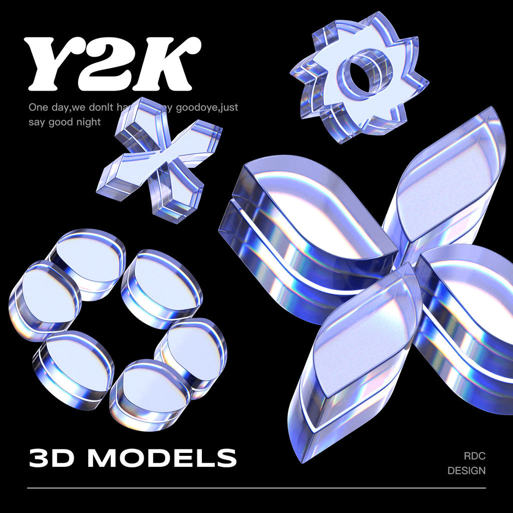 3D MODEL | 💎 60 Elegant Glass Crystal Y2K Models – Blender