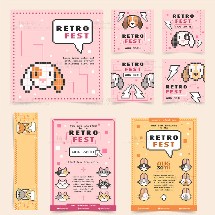VECTOR | 🐇 1417 Cute Pet Vector Pack – Dogs | Cats | Rabbits | Poster