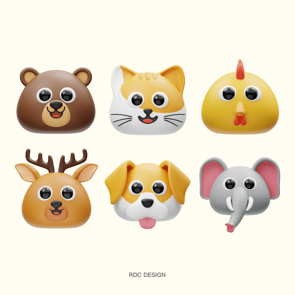 3D MODEL | 🐱 Cute Cartoon Animal Avatars (Cat, Chick, Cow, Bunny, Bear) – Blender | C4D