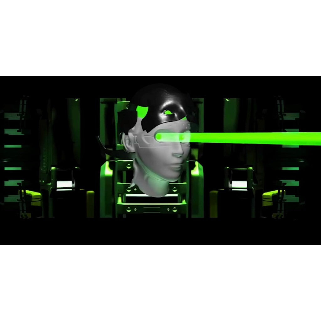 裸眼3D炫酷绿色光线机械人头动画酒吧KTV夜场包间LED屏背景VJ素材[ MICHIGO STUDIO ]