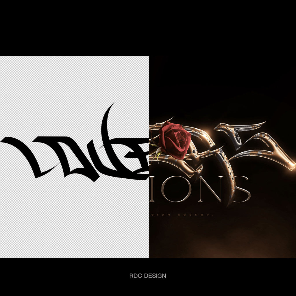 3D DESIGN | 🌵 Y2K Gold Chrome Thorn Font Logo Mockup Template – Photoshop