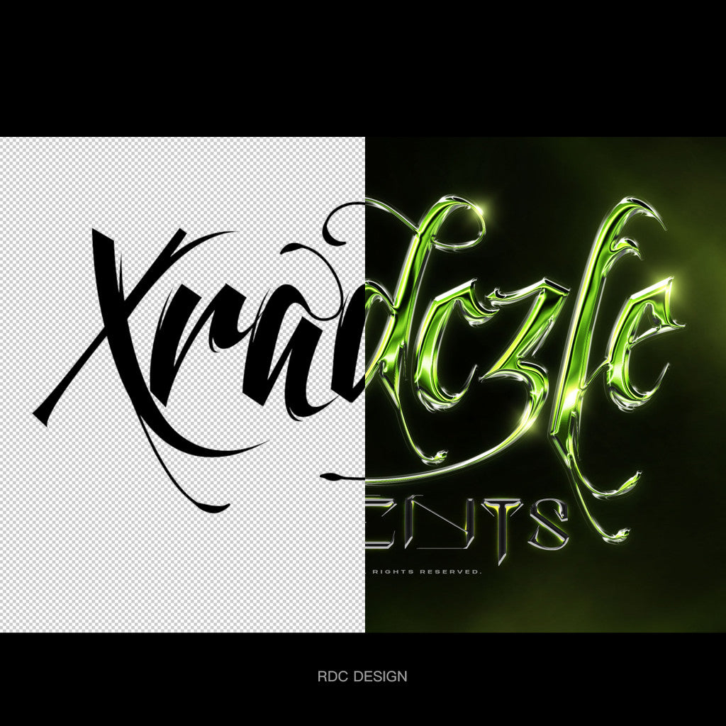 3D DESIGN | 🟢 Y2K Green Chrome Font Logo Mockup Template – Photoshop