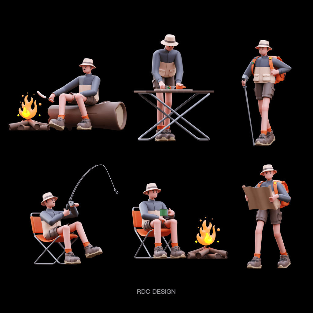 3D MODEL | 🏕️ 20 Camping & Outdoor Character Models – Blender