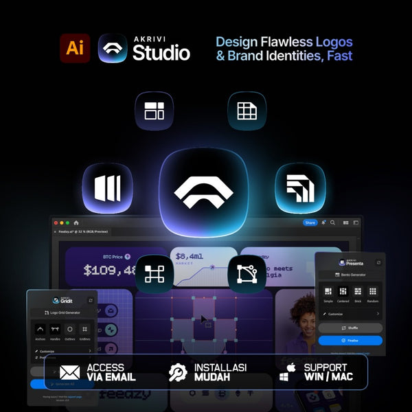 Akrivi - 3in1 Plugin Illustrator Automate Your Logo & Brand Identity[ MICHIGO STUDIO ]