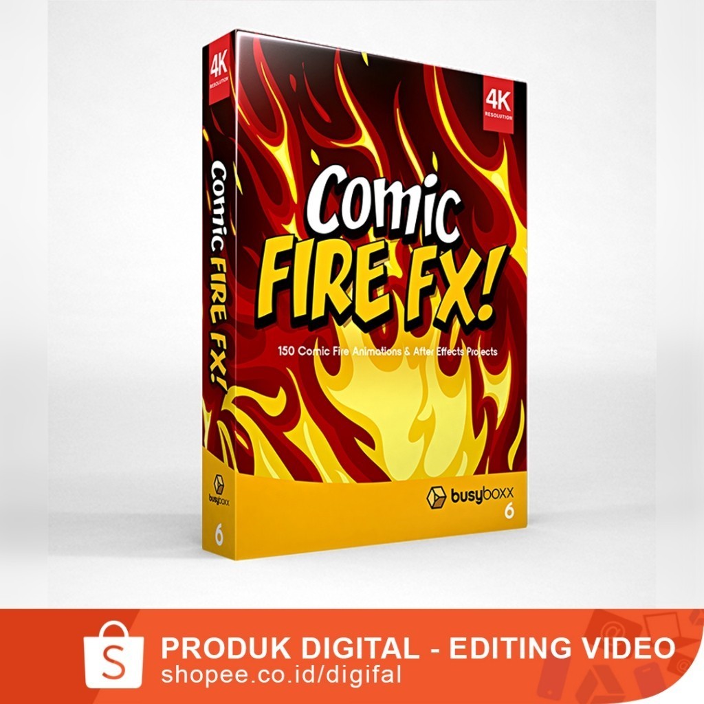 BusyBoxx - V06 Comic Fire FX 4K - For Capcut, Premiere Pro, After Effects, Filmora, Final Cut Pro, Kinemaster, VN, Davin