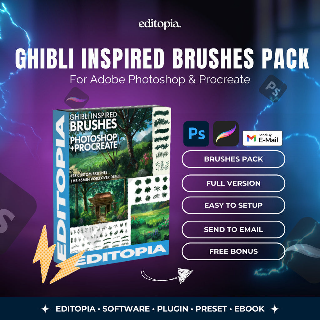GHIBLI INSPIRED BRUSHES PACK FOR PHOTOSHOP & PROCREATE[ MICHIGO STUDIO ]