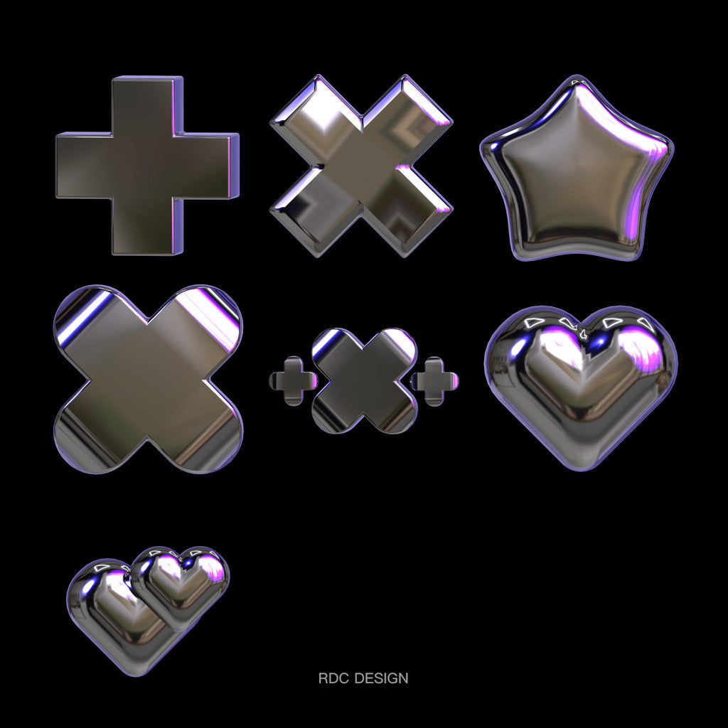 3D MODEL | 💜 25 Y2K Purple Chrome Hearts & Stars Models – Blender