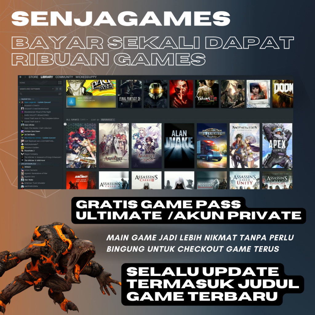 [BONUS STEAM KEY / AKUN PRIVATE / GAMEPASS] 40.000+ GAME STEAM MASUK LIBARY ANDA - LIFETIME ORIGINAL Fresh / 0 Hour / Ga