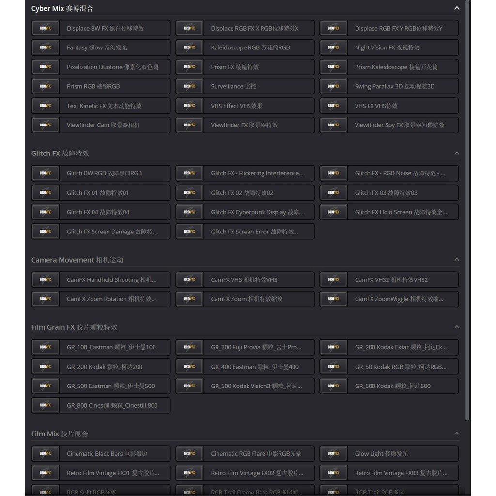 🎛️ [PowerGrade] 644 DaVinci subtitles, transitions & effects – BroVFX ULTIMATE BRO PACK (Chinese) [MICHIGO STUDIO] 🎬✨