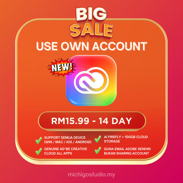 【RM15】 GENUINE ADOBE Creative Cloud All Apps | 14DAY,1,3 & 6 Month Subscription | 100 GB Cloud[ MICHIGO STUDIO ]