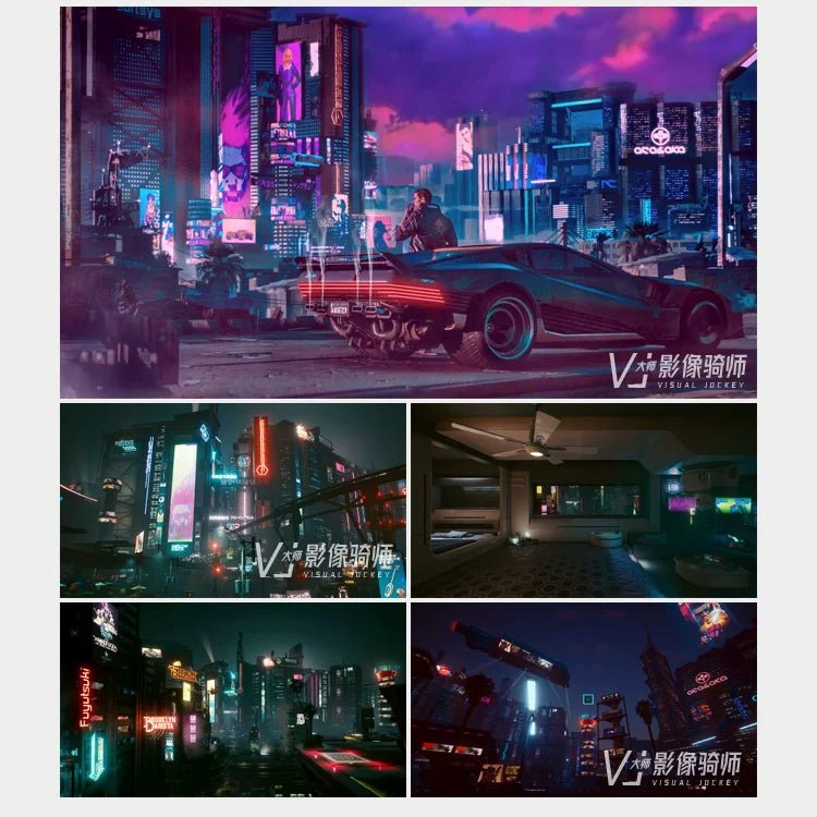 Visual Pack 🎬 | 3D Cyberpunk City Street 🌃 Cool Futuristic LED Background Video | Live Stream Screen Casting Display - MICHIGO STUDIO