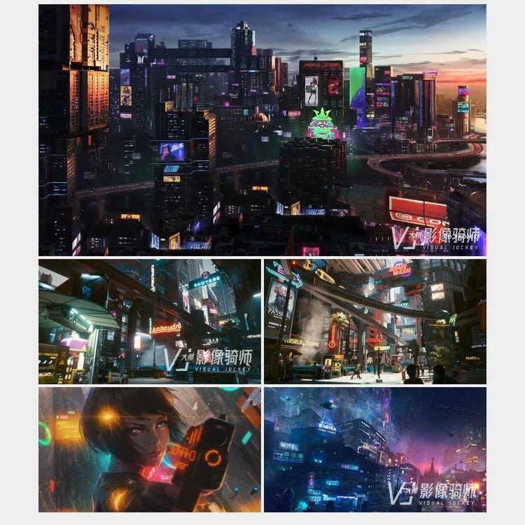 Visual Pack 🎬 | 3D Cyberpunk City Street 🌃 Cool Futuristic LED Background Video | Live Stream Screen Casting Display - MICHIGO STUDIO
