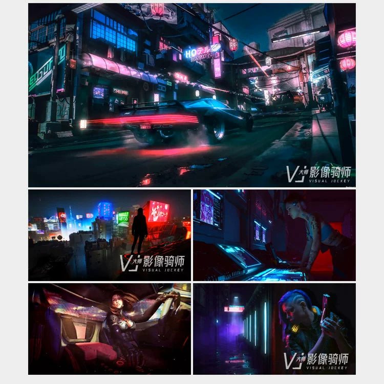 Visual Pack 🎬 | 3D Cyberpunk City Street 🌃 Cool Futuristic LED Background Video | Live Stream Screen Casting Display - MICHIGO STUDIO