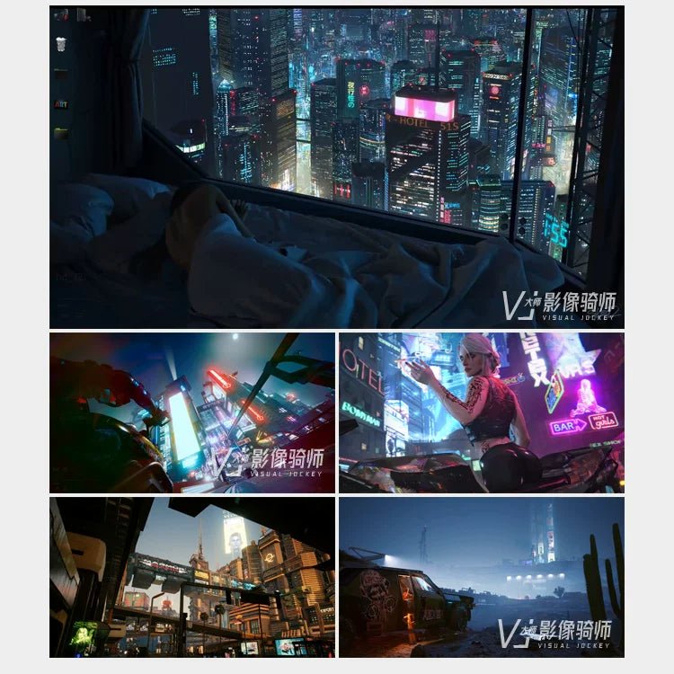 Visual Pack 🎬 | 3D Cyberpunk City Street 🌃 Cool Futuristic LED Background Video | Live Stream Screen Casting Display - MICHIGO STUDIO