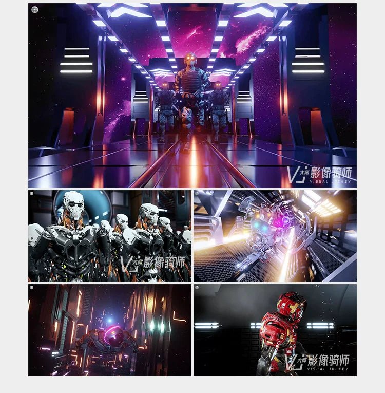 Visual Pack 🎬 | 3D Sci - Fi Astronaut 👩‍🚀 Robot 🤖 Band | 4K LED VJ Video Background for Live KTV & Big Screen - MICHIGO STUDIO