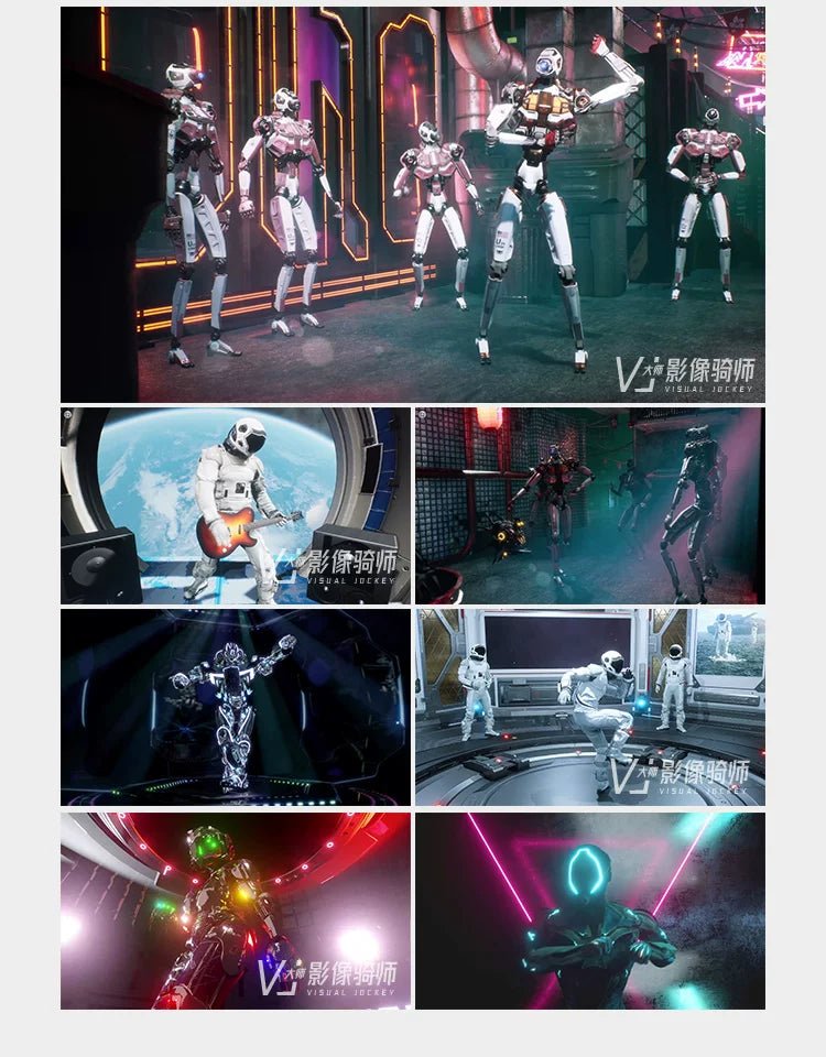 Visual Pack 🎬 | 3D Sci - Fi Astronaut 👩‍🚀 Robot 🤖 Band | 4K LED VJ Video Background for Live KTV & Big Screen - MICHIGO STUDIO