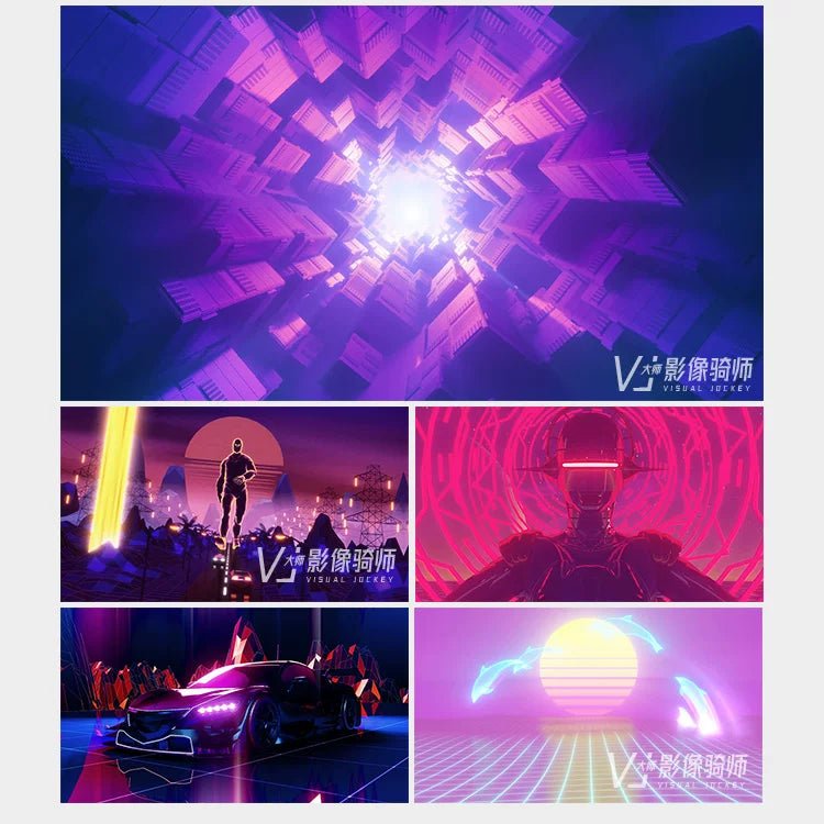 Visual Pack 🎬 | 3D Sci - Fi Cyberpunk Fly - Through | City Nightclub Live LED Big Screen VJ Background Video 4K 🌆 - MICHIGO STUDIO