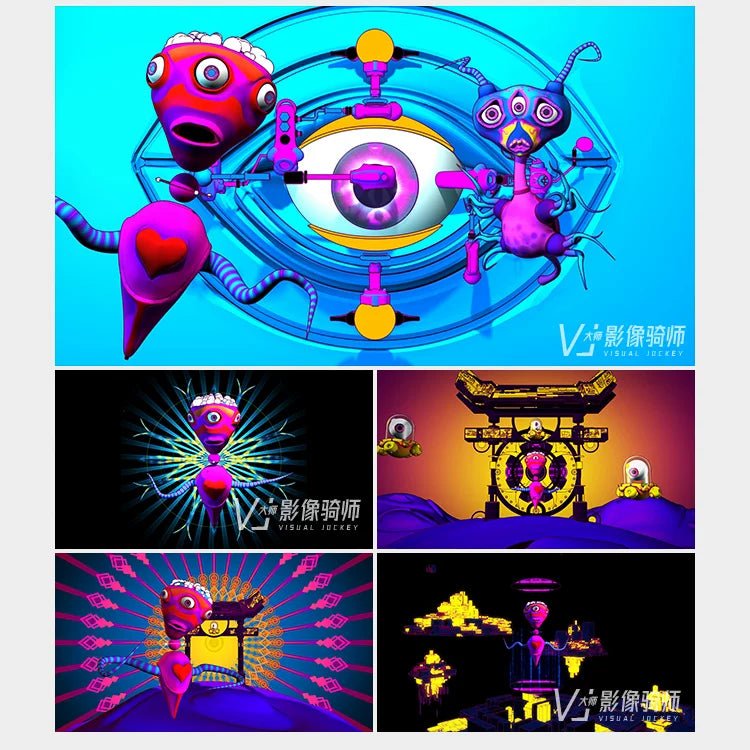 Visual Pack 🎬 | Cool Cartoon Vaporwave 3D Alien 👽 Hip Hop Dance | LED VJ Video Background for Bar Nightclub Stage - MICHIGO STUDIO