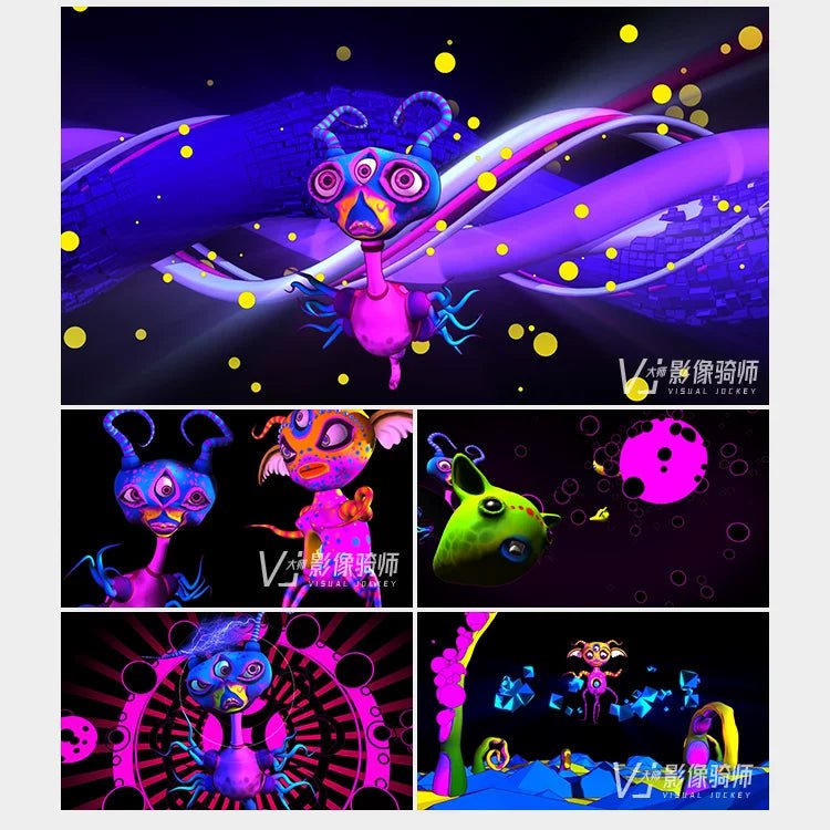 Visual Pack 🎬 | Cool Cartoon Vaporwave 3D Alien 👽 Hip Hop Dance | LED VJ Video Background for Bar Nightclub Stage - MICHIGO STUDIO