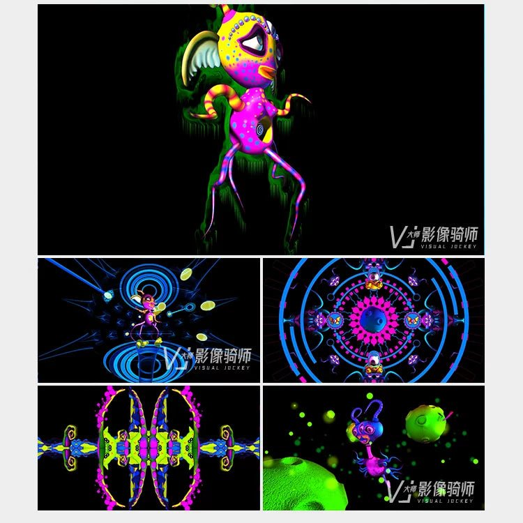 Visual Pack 🎬 | Cool Cartoon Vaporwave 3D Alien 👽 Hip Hop Dance | LED VJ Video Background for Bar Nightclub Stage - MICHIGO STUDIO