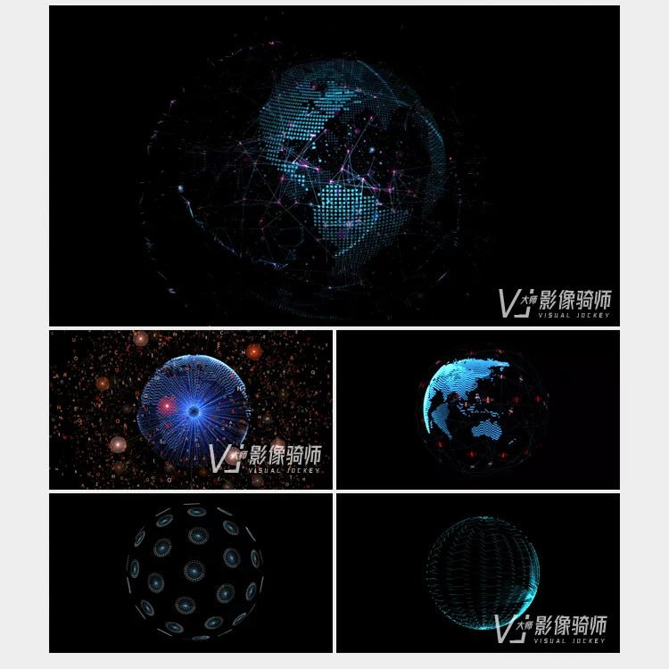 Visual Pack 🎬 | High - Tech Geometric Dots Lines Sphere Earth 🌐 Particle 4K LED Video Background for Live & VJ Screen - MICHIGO STUDIO
