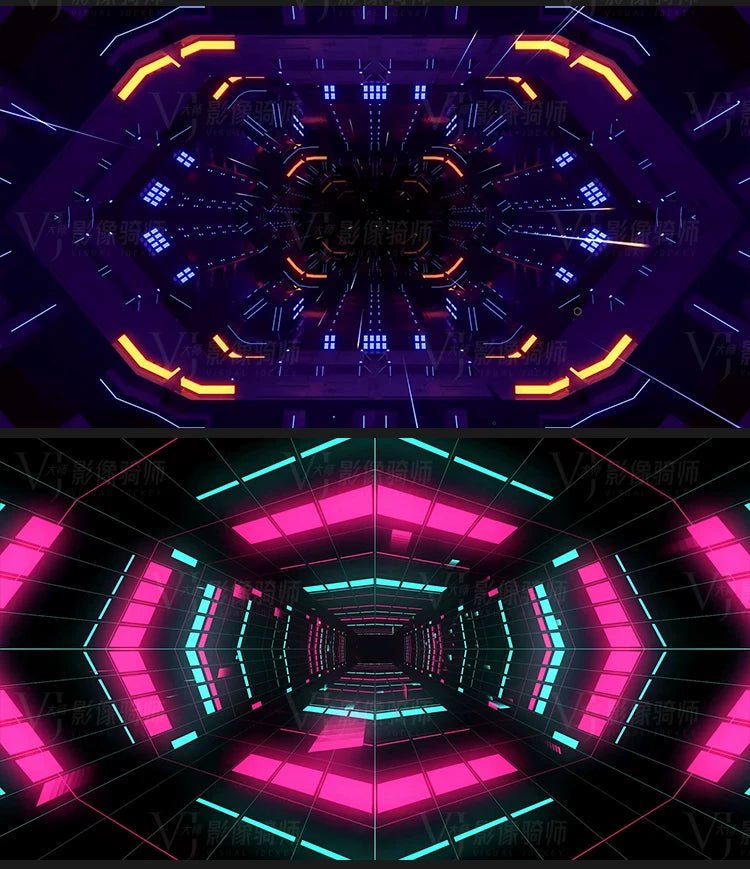 Visual Pack 🎬 | Sci - Fi Neon Tunnel Kaleidoscope | Stage Bar Nightclub Live LED Background VJ Video 4K ✨🚀 - MICHIGO STUDIO